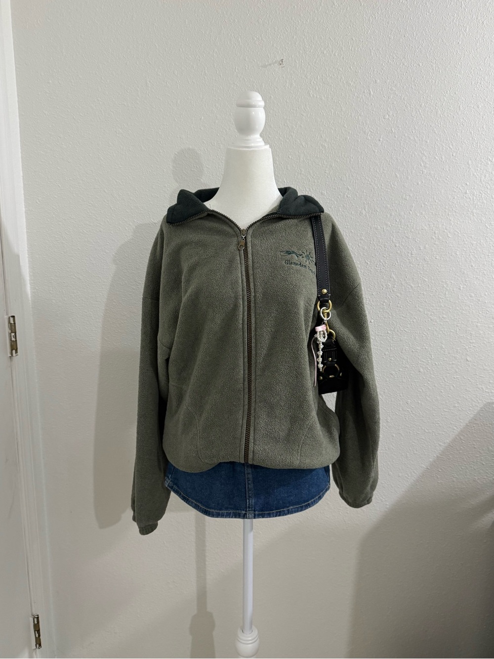 Green Teddy button up fleece sweater